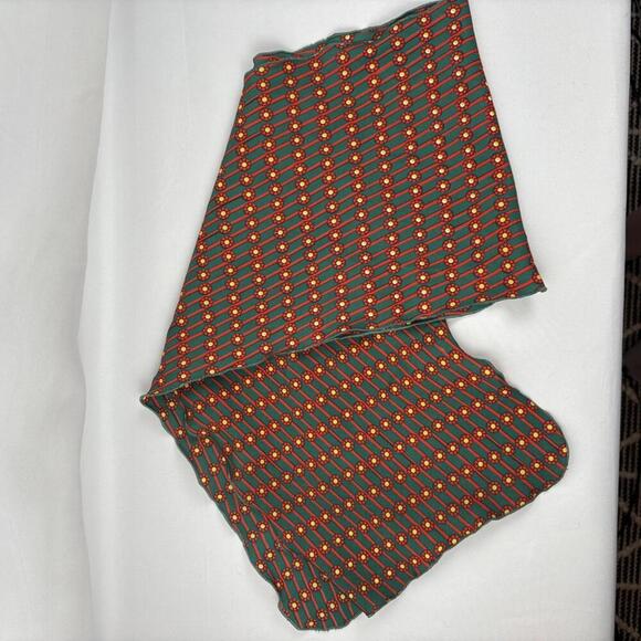 Vintage Red & Green Geometric Abstract Patterned Scarf - Picture 2 of 5